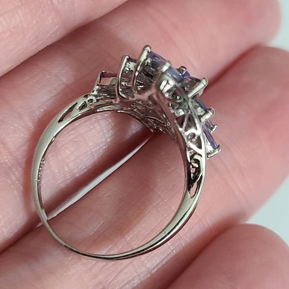 925 tourmaline stauer sterling silver cluster ring lavender purple sz 6 estate - Picture 6 of 16